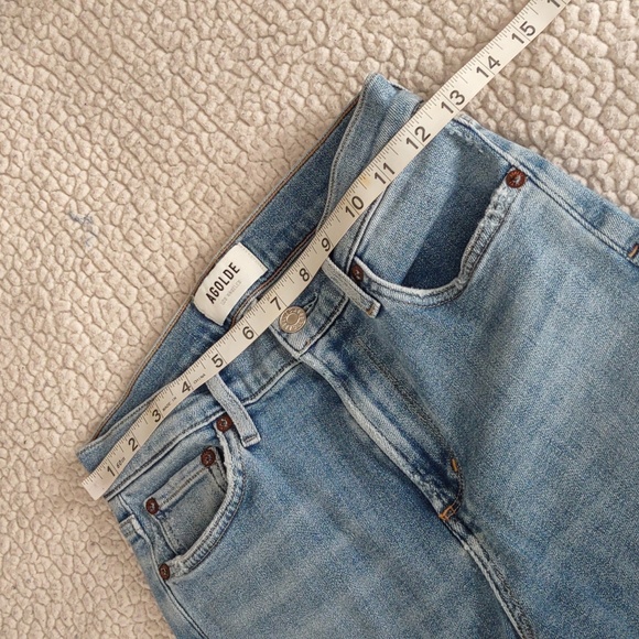 Agolde Size 26 Sophie Distressed Hem Blue Jeans - Picture 7 of 15